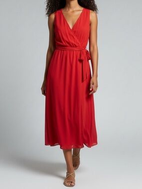 Ralph Lauren Black Label Georgette Halter Dress Size 8 Tomato Soup Red Classic